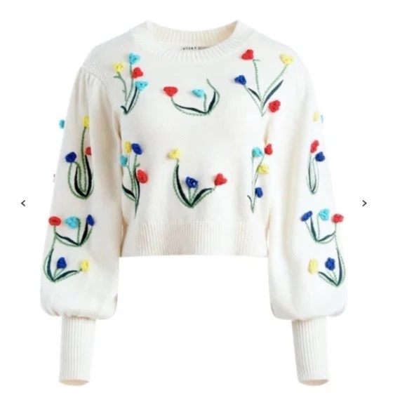 Alice + Olivia Sweaters - ALICE + OLIVIA WENDELL PUFFSLEEVE SWEATER
